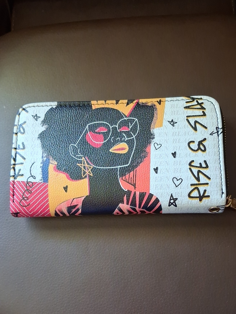 Graphic Afrocentric Zip Wallet - Multicolor